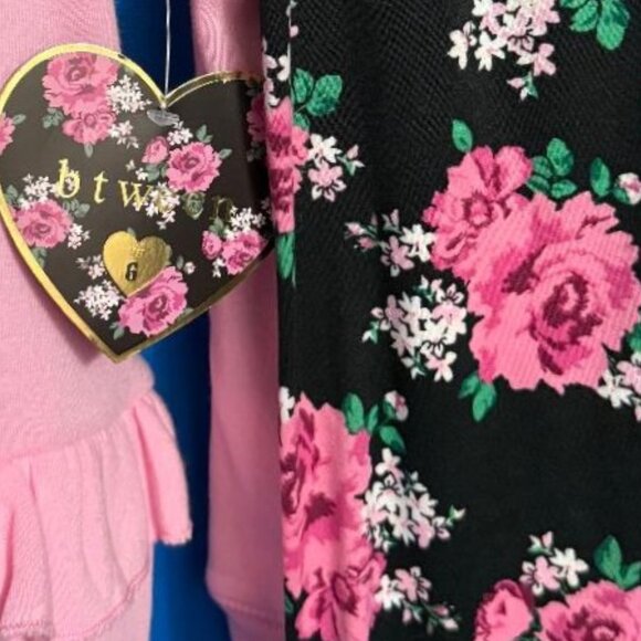 NWT BTWEEN 3 PIECE BUTTERFLY RUFFLE SWEATSHIRT & FLORAL LEGGINGS & HEADBAND SET - Picture 15 of 16